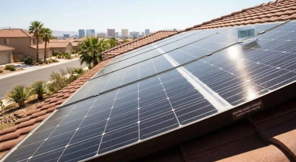 Professionally cleaned solar panels producing maximum efficiency